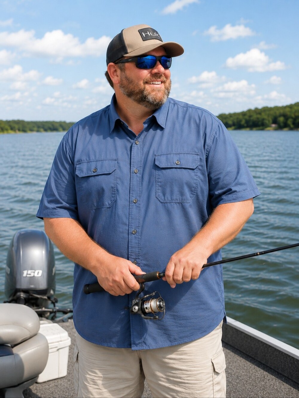 HOLTON Canvas & Cloth Short Sleeve Button-front Shirt in Blue Casual Men's 3XL